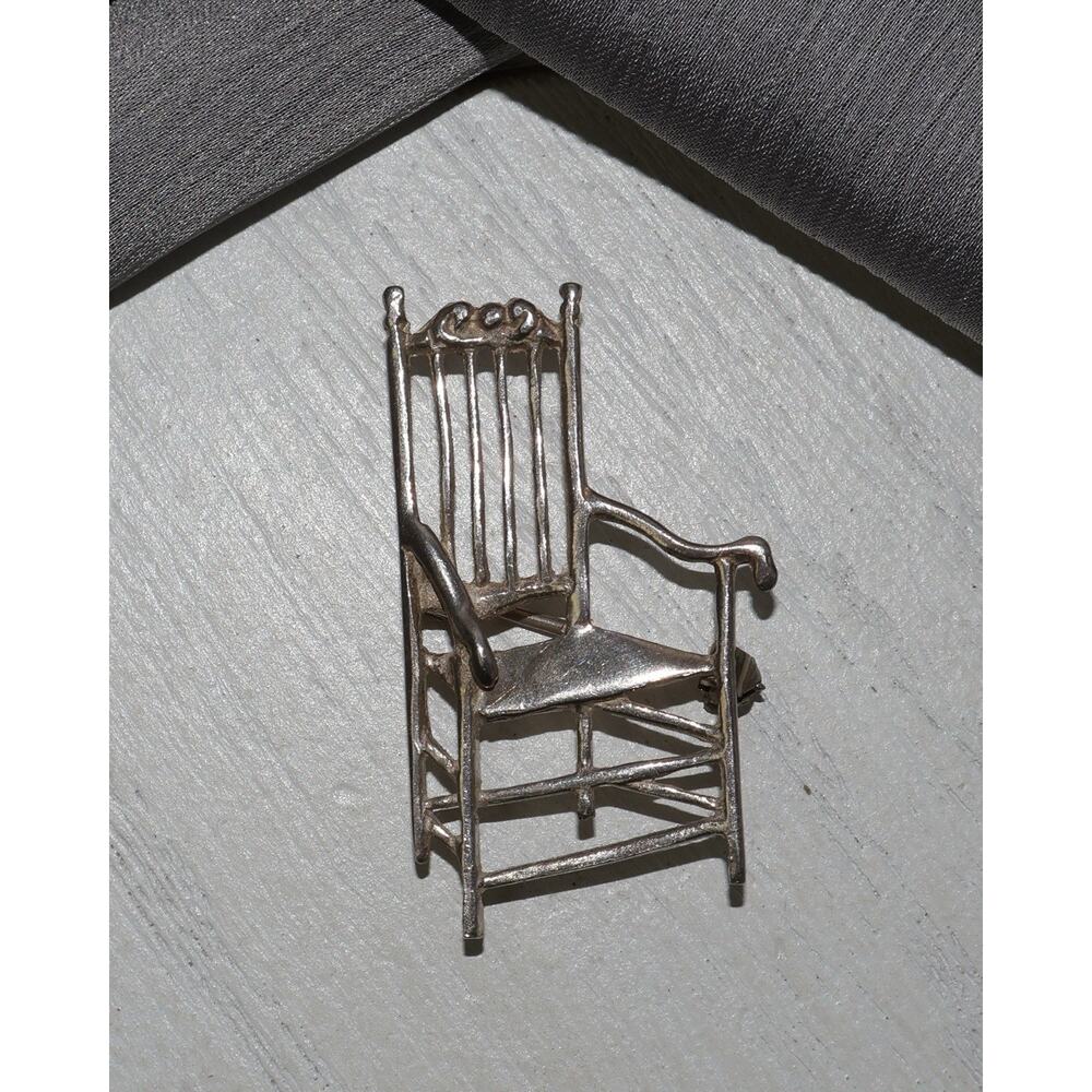 Vintage Chair Sterling Silver Ladder Back Brooch 3.9G / 1.5in